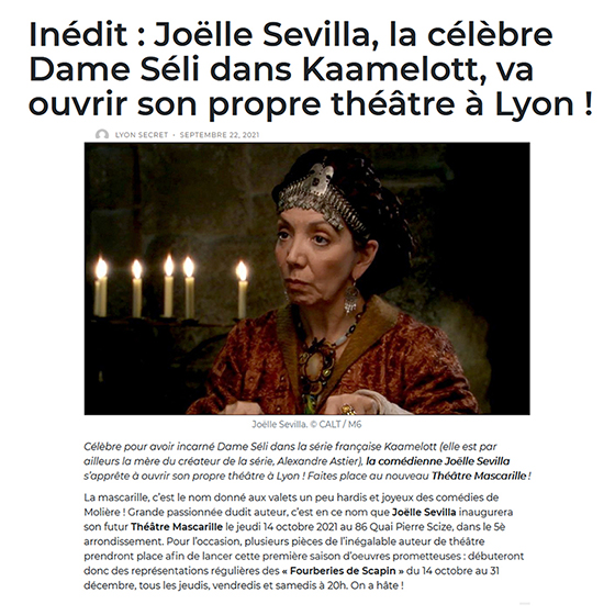 Fabrice Lang - Joelle Sevilla va ouvrir son propre theatre à Lyon - Les Fourberies de Scapin